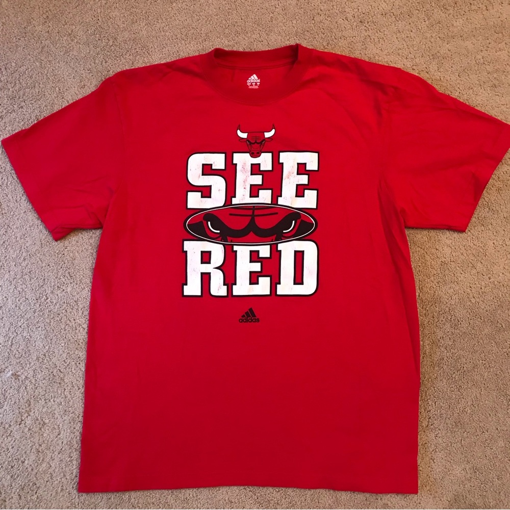 Adidas Chicago Bulls T Shirt Mens Size XL Red Cotton NBA Basketball Streetwear